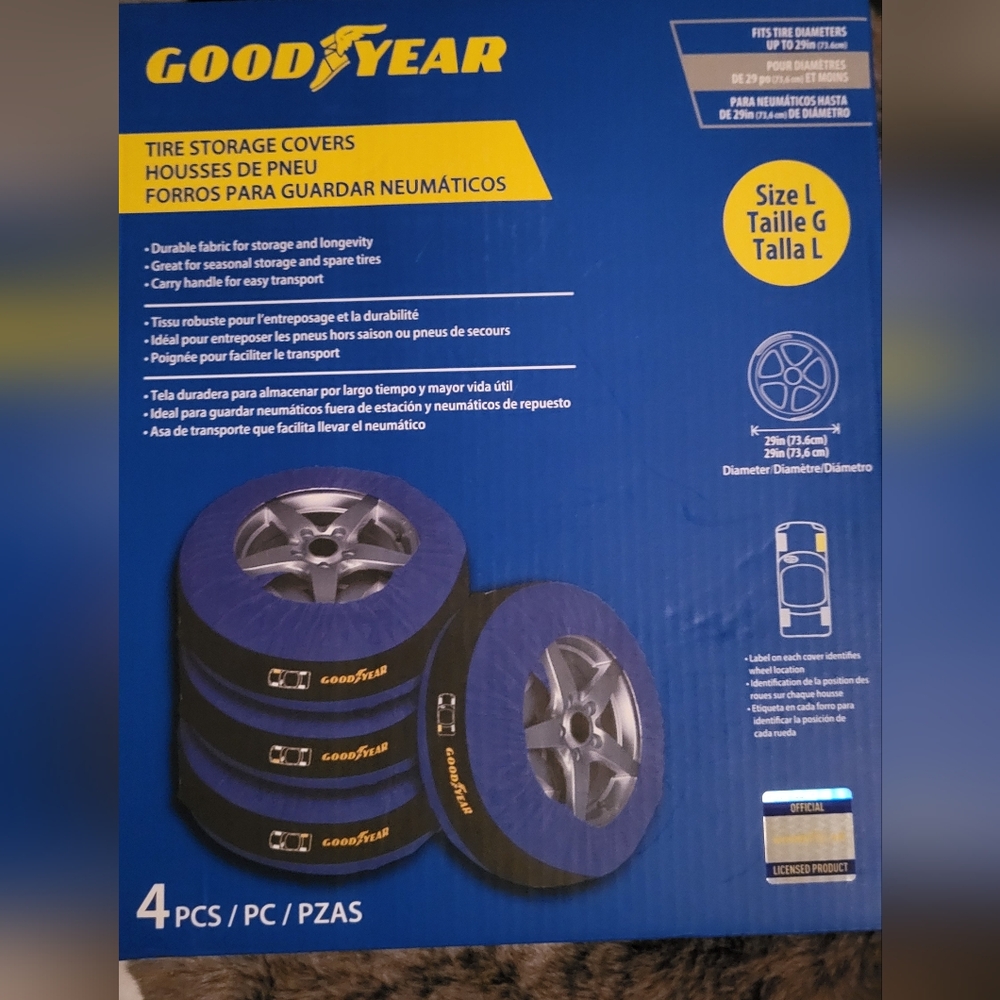 Goodyear tire covers.  4 pack per box